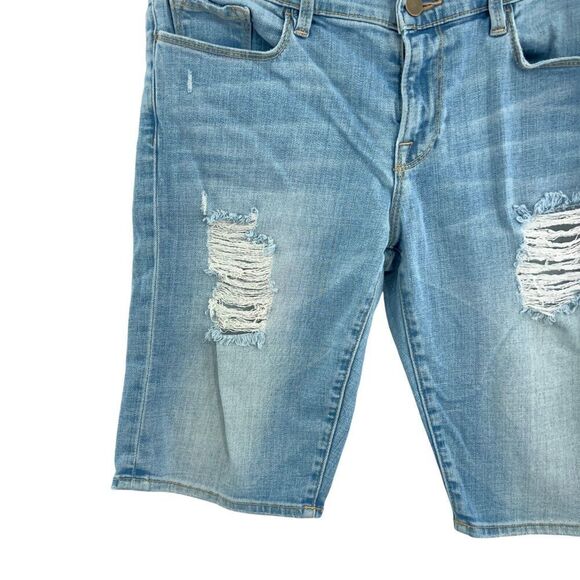 FRAME Le Grand Garcon Blue Denim Distressed Cut Off Bermuda Shorts Size 28 - Picture 5 of 13